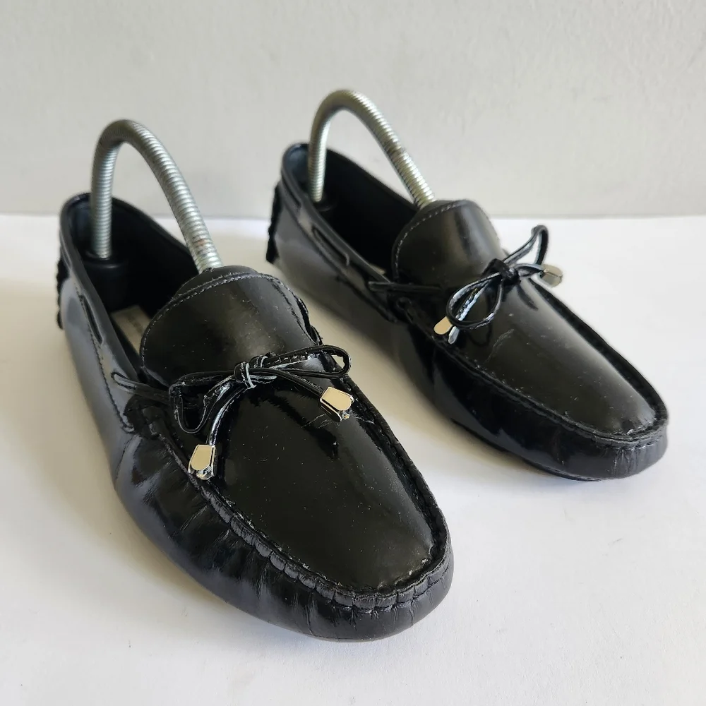 Saks Fifth Avenue Black Patent Leather Loafers